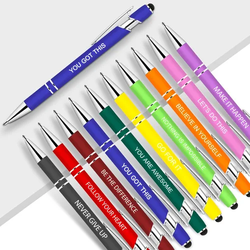 10 piezas de bolígrafos inspiradores - Bolígrafos de tinta de bola en masa con punta de lápiz óptico, citas motivacionales, regalos para la escuela,