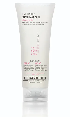 GIOVANNI L.A. Hold Gel de peinado, agarre fuerte, gel para el cabello para mujeres y hombres, vegano, sin parabenos ni ftalatos, infundido con