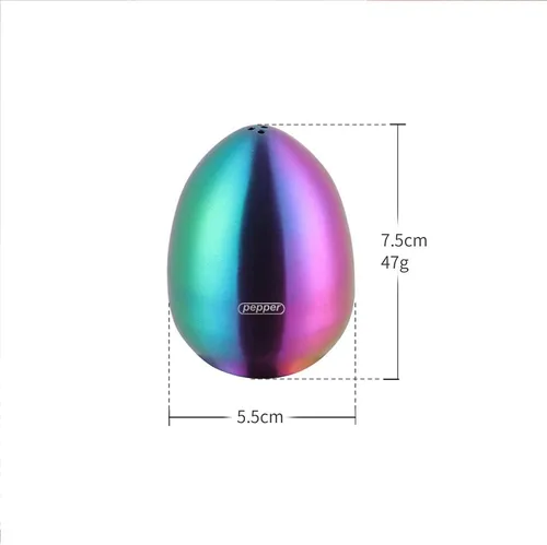 Miniatura 7 de Rainbow - Juego de salero y pimentero en forma de huevo de acero inoxidable, dispensador de sal y pimienta, 2 saleros para cocina (arcoíris)