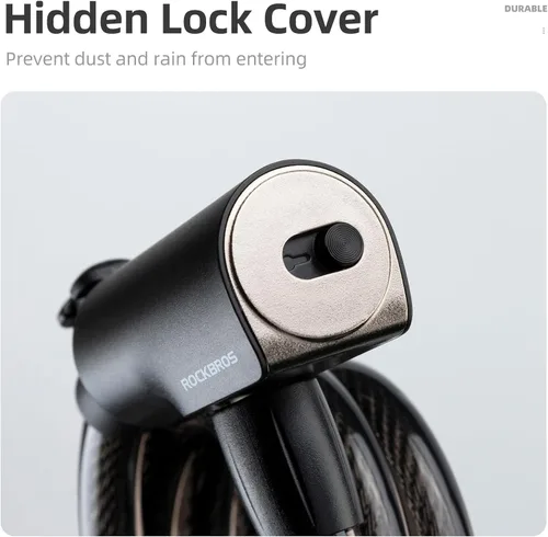 Miniatura 4 de ROCKRBOS - Candado de cable para bicicleta con llaves, 2 llaves y 1 soporte de montaje, carcasa de bloqueo de ABS, bloqueo de cable