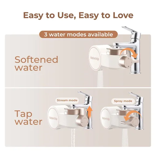 Miniatura 7 de Waterdrop BFT1 Skincare - Filtro de agua para grifo de fregadero, 0.000 in, reduce el 99.9% de cloro, enrojecimiento de la piel y control
