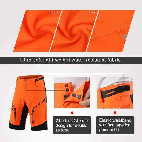 Miniatura 3 de Arsuxeo - Pantalones cortos de ciclismo para hombre para bicicleta, ajuste holgado MTB, resistente al agua 1903