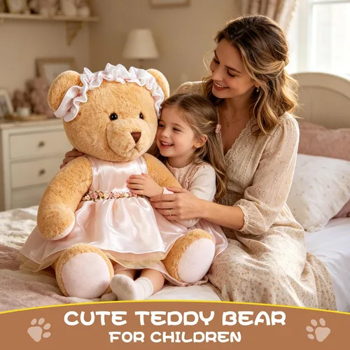 Miniatura 5 de Oso de peluche grande con ropa, juguete de peluche grande de 27 pulgadas con vestido, regalo gigante suave para bebés, niños, niñas, novia
