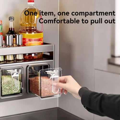 Miniatura 7 de Estante de especias de cocina para colgar en la pared, caja de condimentos sobre la estufa, estante colgante para condimentos, organizador de tarros