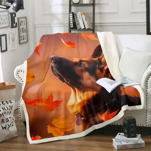 Erosebridal Manta de forro polar de pastor alemán de 30.0 x 39.8 in, manta de cama botánica, manta de franela, para hombre y niño, amante del perro,