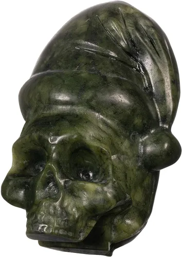 Miniatura 13 de Nupuyai Estatua de cabeza de perro de jade verde natural para decoración de oficina en casa, figura de animal tallada curativa, escultura
