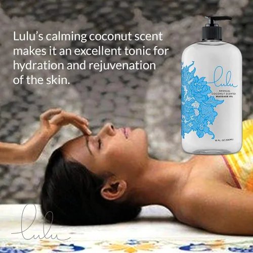 Miniatura 2 de Lulu Aceite de masaje de coco con jojoba y aceites esenciales, 16 onzas y lubricante personal. Lulu Lube Natural a base de agua, 16 onzas