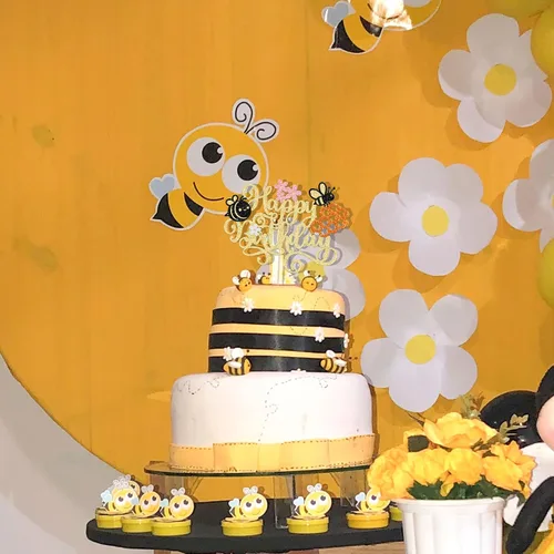 Miniatura 4 de 1 Paquete Decoración de Pastel Feliz Día de Abeja Decoración de Pastel de Cumpleaños de Abejorro para Tema de Abeja Baby Shower Niños Niñas Fiesta