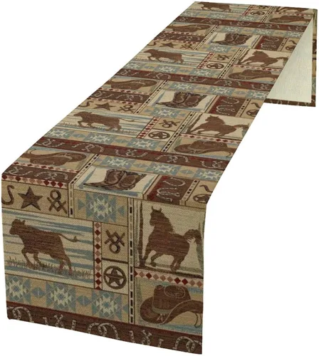 Miniatura 7 de YCness Camino de mesa con estampado de vaca, piel de vaca marrón, estilo occidental, decoración de casa de campo para el hogar, cocina, comedor, 13