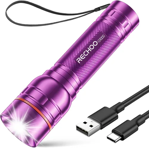 Miniatura 18 de RECHOO Linterna recargable, 1 unidad, luz brillante de grado militar, altos lúmenes con enfoque ajustable y 3 modos de iluminación, linterna LED