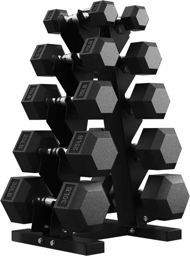 Miniatura 27 de PAPABABE Juego de mancuernas hexagonales con estante, 85-560 libras con revestimiento de goma, juego de mancuernas libres con estante