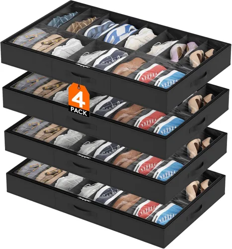 Miniatura 18 de Lifewit Organizador de almacenamiento de zapatos debajo de la cama, paquete de 2 (12 celdas de zapatos), caja de contenedores de tela de perfil