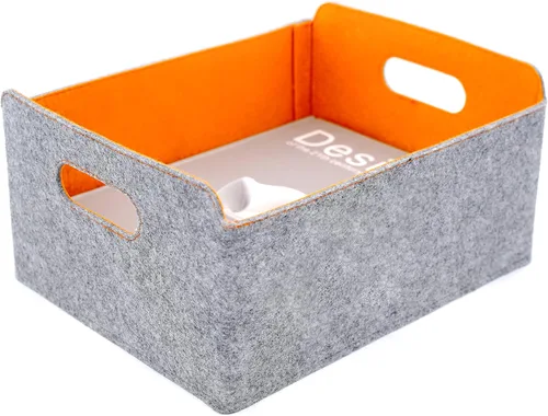 Miniatura 20 de Welaxy Cestas de almacenamiento plegables de fieltro, cubos de almacenamiento para estantes, caja de fieltro para niños, juguetes, revistas, libros