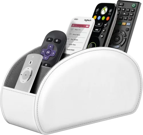 Miniatura 10 de Fintie - Soporte para control remoto, organizador de cuero vegetal para control remoto de televisor, organizador de escritorio, 5 compartimentos