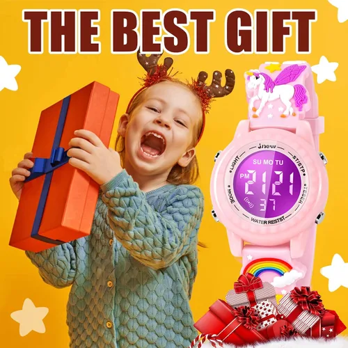Miniatura 6 de Relojes impermeables de dibujos animados 3D para niños con alarma, los mejores regalos de juguetes para niñas de 3 a 10 años