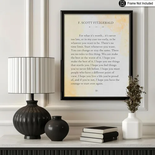 Miniatura 3 de Poster Master Póster con texto en inglés «For What Its Worth» de F. Scott Fitzgerald - Impresión - Arte de Página de Libro - Arte Literario - Regalo