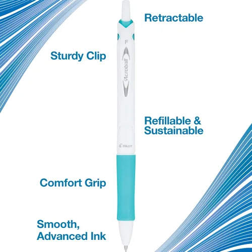 Miniatura 4 de Bolígrafo retráctil de tinta híbrida Acroball, de Pilot , Random Color Accents Paquete de 2 Acentos surtidos
