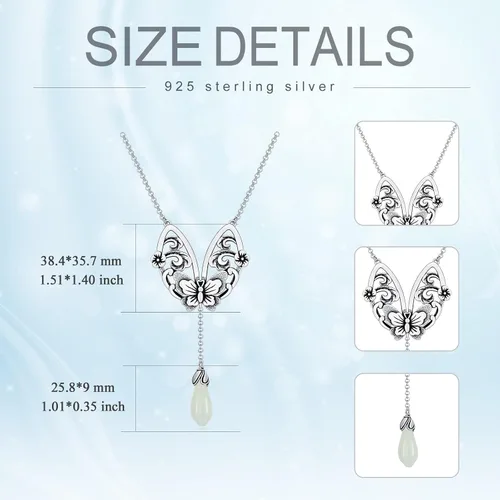 Miniatura 5 de Animal Flower Necklace for Women Mom Sterling Silver Enamel Jade Necklace Birthday Valentine's Day Mother's Day Gifts