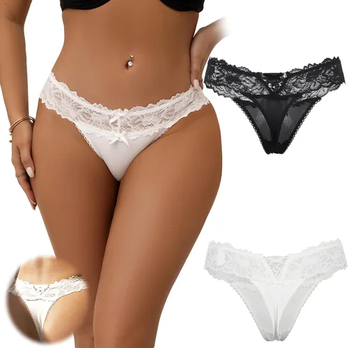 Miniatura 62 de ohyeah Tangas sexy de encaje tangas bragas de tiro bajo ropa interior para mujer de algodón entrepierna braga tangas bragas 4-18
