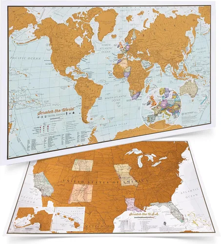 Miniatura 12 de Scratch The World ® Mapa de viaje - Póster de mapa del mundo enmarcable para rascar - Extra grande 23 x 33 pulgadas - Maps International - 50 años