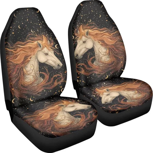 Miniatura 3 de Bulopur Art Horse - Juego de 2 fundas universales para asientos delanteros de automóvil, protectores enteros adecuados para la mayoría