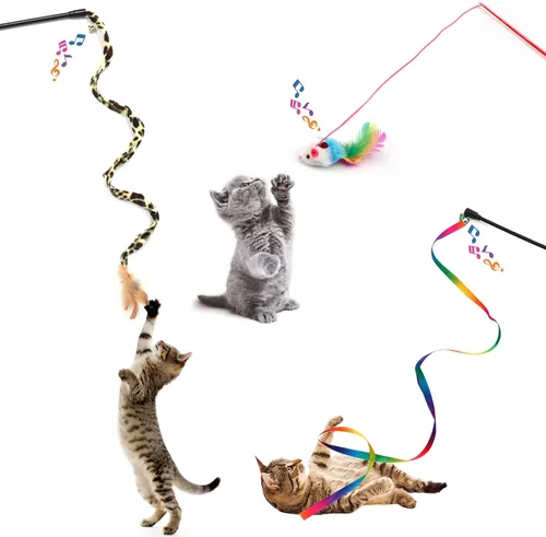 Miniatura 5 de Juguetes para gatos surtidos de juguetes para gatos, paquete de 26 juguetes para gatos, paquete variado para gatito, juguete de varita para gato