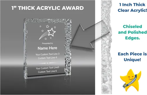 Miniatura 4 de Trofeo grabado personalizado Premios acrílicos personalizados con grabado Estrella brillante Más allá Marcar la diferencia Jubilación