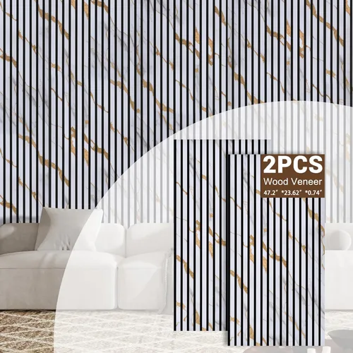 Miniatura 3 de Paquete de 2 paneles acústicos, paneles de pared de listones de madera de 47.2 x 23.6 x 0.75 pulgadas, panel de amortiguación de sonido