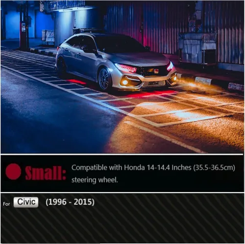 Miniatura 2 de Funda negra para volante de automóvil, compatible con Honda, de piel fina de napa premium, textura de fibra de carbono, 14 pulgadas, para Honda