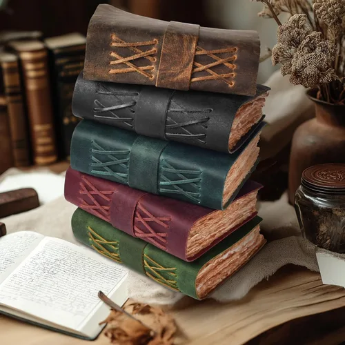 Miniatura 7 de LEATHER VILLAGE - Diario encuadernado en cuero vintage para mujeres y hombres - Libro de sombras - Cierre con llave - 200 páginas de papel artesanal
