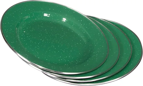 Miniatura 3 de Stansport Deluxe 24-Piece Enamel Tableware Set - Enamel Plates and Bowls Lightweight and Durable Camp Dish Set for Camping and Backpacking Plates