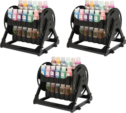 Miniatura 11 de Organizador rotacional Plaid para almacenamiento de pintura acrílica, contenedor de almacenamiento de pintura que guarda 24 botellas estándar de 2