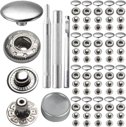 Miniatura 6 de Megoto - 60 juegos de broches de presión de 12,5 mm y 633 # de acero inoxidable, botones de tapa para bolsas, abrigos, ropa marina, chaquetas