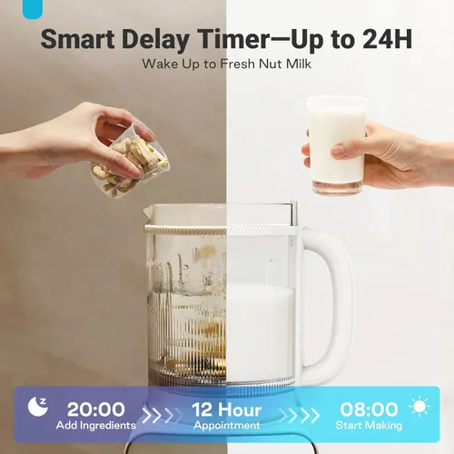 Miniatura 6 de Máquina para fabricar leche de nuez de 50.73oz: Máquina automática de leche de soja 12 en 1 con diseño desmontable, jugo casero, almendras, leches