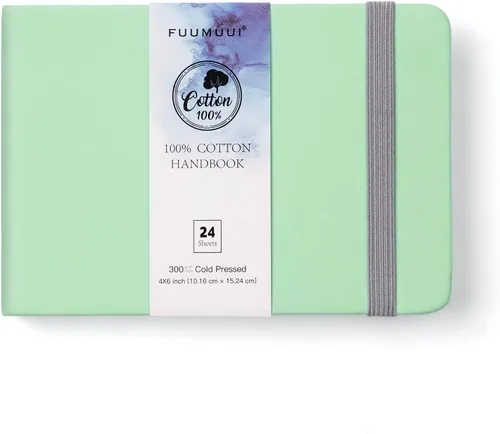 Fuumuui Diario de Acuarela, Cuaderno de Bocetos de Acuarela de 4"x6" con 24 Hojas de Papel de Algodón de 140 LB (300 GSM) para Pintura, Dibujo,