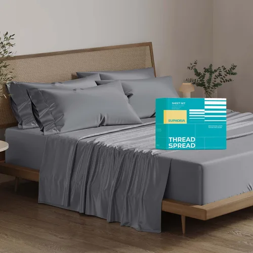 Miniatura 39 de THREAD SPREAD Sábanas 100% Algodón Egipcio Tamaño Twin - 800 Alto Número de Hilos 3 Piezas Sábanas Twin Extra Largas para Dormitorio, Bolsillo