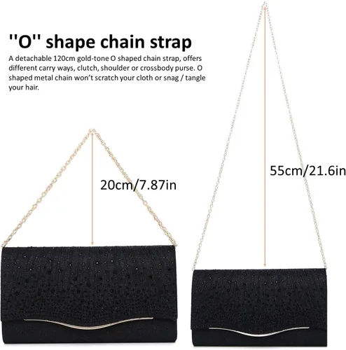 Miniatura 5 de Bolsos de noche para mujer, con lentejuelas y purpurina para mujer, bolso de mano brillante, bolso formal para boda, fiesta, baile de graduación