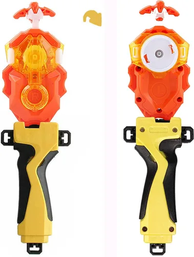 Miniatura 7 de DYT Battling Tops Burst B-184 Bey Launcher LR Left Right Spin DB Layer System, B-11 Grip Metal Fusion Starter String Strong Spinning Top Toys Naranja