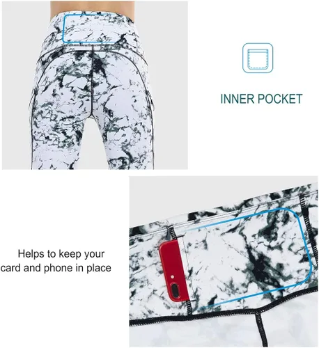Miniatura 6 de THE GYM PEOPLE - Pantalones deportivos de yoga gruesos de tiro alto para mujer, con bolsillos y control de abdomen, leggings para entrenar y correr