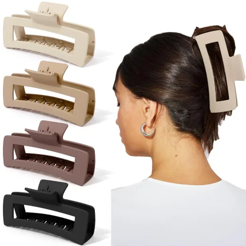 Miniatura 17 de Ahoney Pinzas de pelo negras extra grandes de 5 pulgadas (4 piezas) - Pinzas gigantes para cabello largo grueso, agarre fuerte, clips de plátano