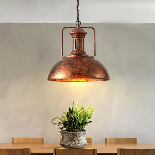 Miniatura 5 de Lámpara colgante de cúpula industrial, iluminación de techo colgante de granero para isla de cocina, comedor, metal de bronce rústico