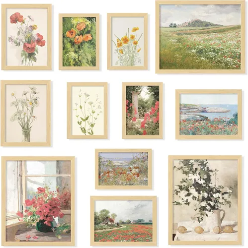 97 Decor Arte de pared vintage enmarcado – Impresiones artísticas vintage enmarcadas, pósteres vintage para estética de habitación, impresiones de