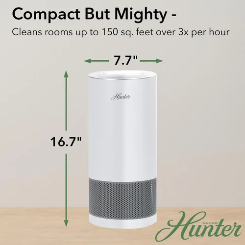 Miniatura 5 de Hunter HP450UV - Purificadores de aire redondos para el hogar, torre purificadora de aire HEPA verdadera para mascotas, olores, alérgenos, humo