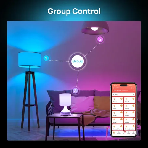 Miniatura 9 de Consciot Bombillas inteligentes con control remoto, bombilla LED que funciona con Alexa y Google Home, bombilla que cambia de color, bombillas A19