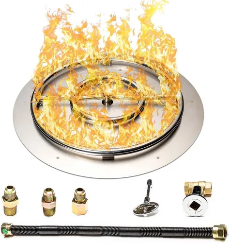 Miniatura 45 de Kit de quemador de acero inoxidable y anillo Pro con encendido por chispa para fogatas de gas natural, sartén de 36 pulgadas, anillo de quemador