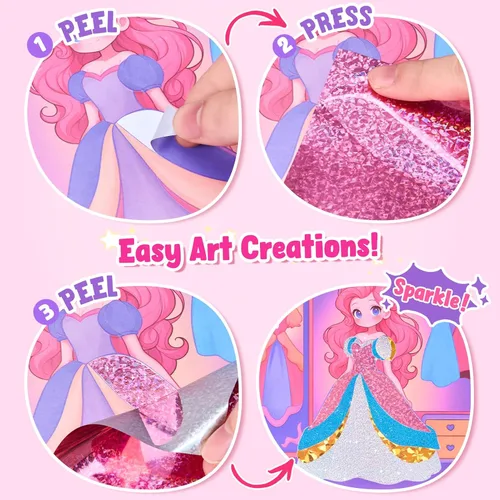 Miniatura 4 de JoyCat Libros para Colorear con Agua, Actividad de Arte y Manualidades, Arte de Princesa Sin Desorden para Niños de 4-8 Años, Kits y Suministros