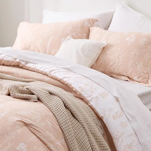 Miniatura 3 de Bedsure - Juego de edredón doble de nido de abeja rosa polvoriento, juego de ropa de cama de 3 piezas con flores florales bonitas, 1 edredón 07
