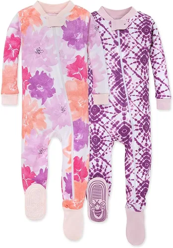 Miniatura 82 de Burt's Bees Baby Pijama para bebé niña, 100% algodón orgánico, pijama de una pieza, overol diagonal con cremallera, ajuste cómodo