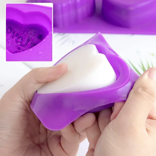 Miniatura 6 de Molde de silicona para jabón de corazón de rosa, molde de silicona con forma de amor en 3D, molde de fondant, pastel hecho a mano, chocolate