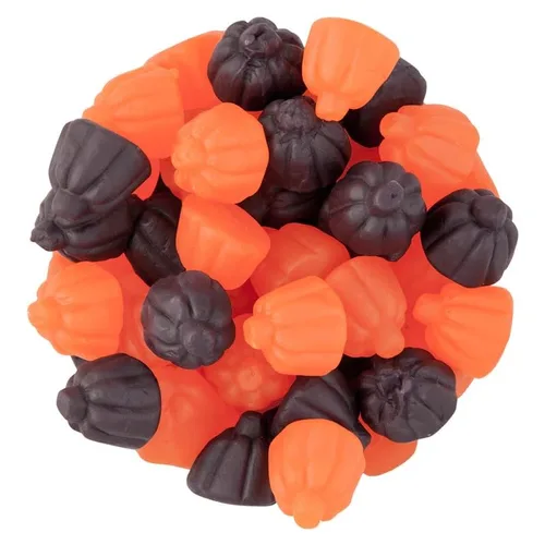 Bayside Candy Calabazas JuJu - Calabazas JuJu Jelly - Calabazas de gomitas JuJu para Halloween, mezcla de calabaza de Juju negra y naranja (1 libra)